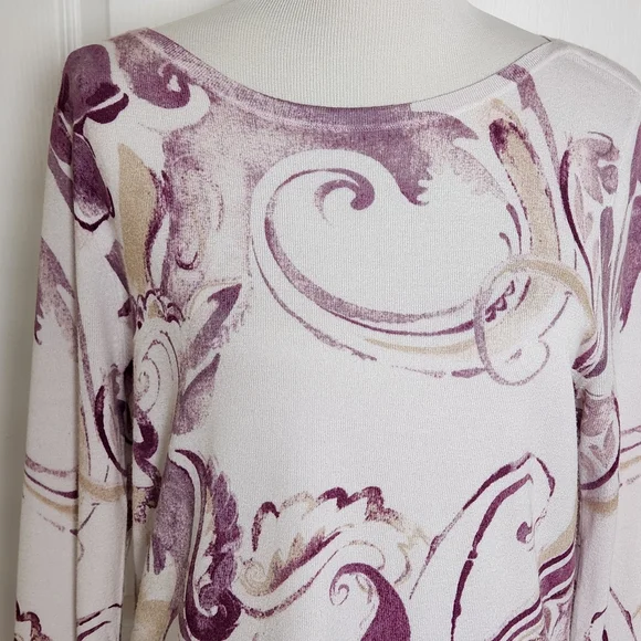 Chicos Purple Swirl Sweater Womens Medium Art To Wear Casual Rayon Blend - Picture 1 of 8
